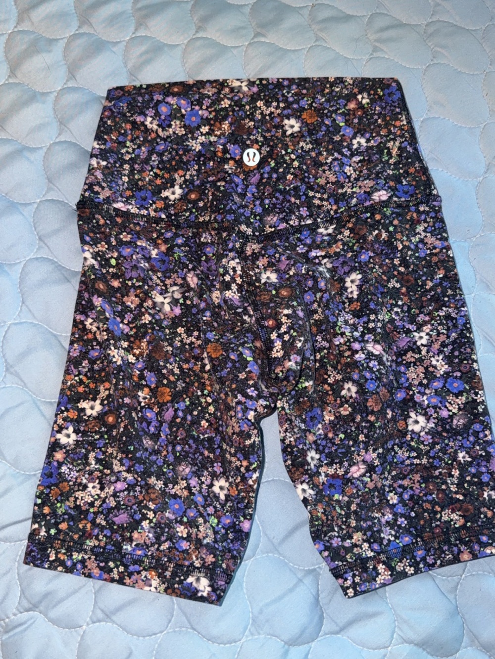lululemon athletica Floral Black & Purple Bike Shorts